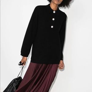 GANNI crystal-button cashmere jumper sweater